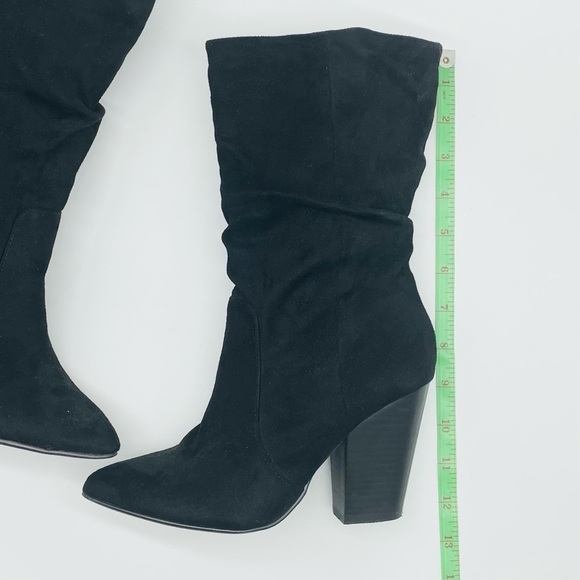 SOLD Report Indio Mid Calf Slouchy Western Black Boots Microfiber Suede Size … - Picture 4 of 11